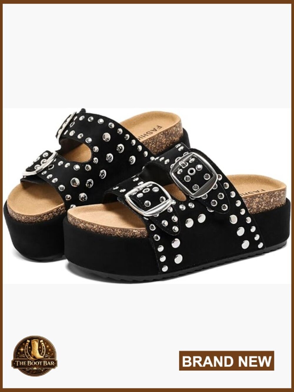 Comfortable Slide Sandals with Cork Footbed, Adjustable Straps, Non-Slip,